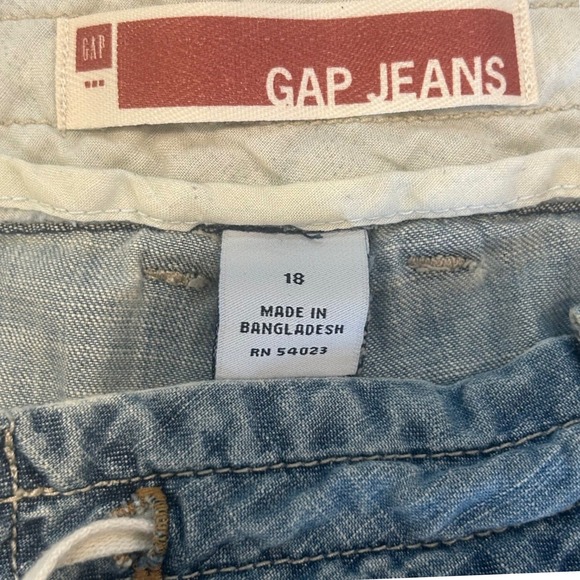 GAP Jeans Womens Sz 18 Wide Leg Cropped Capris Light Wash Denim Drawstring READ - Picture 3 of 6